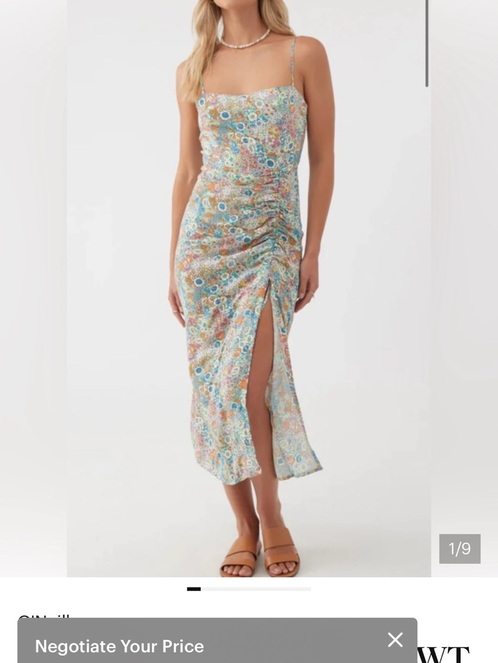 O'Neill Floral Slip Maxi Dress in Teal, Orange & White - Picture 8 of 9